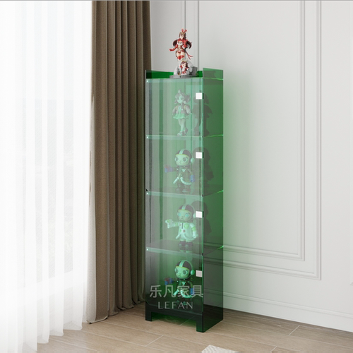 客厅轻奢亚克力陈列柜带灯带门手办置物架卧室玩具包包收纳展示柜