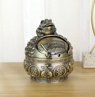 欧式锌合金大号创意防风家用个性防飞灰办公室店铺招财进宝烟灰缸