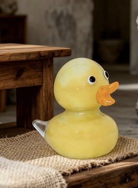 也木手作玻璃鸭子摆件电脑桌面装饰男女生儿童房间卧室床头柜摆设