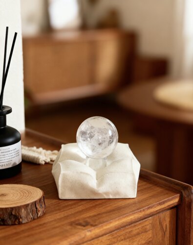 陶瓷创意粉色水晶球托盘底座个性专用器皿底盘桌面装饰卧室小摆件