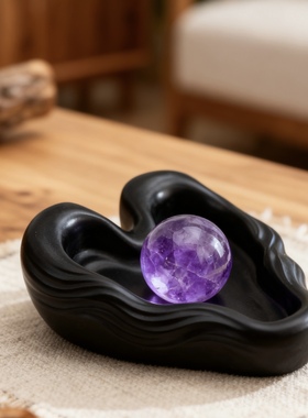 陶瓷心形水晶球底座专用器皿托盘女生房间卧室桌面装饰品摆件摆放