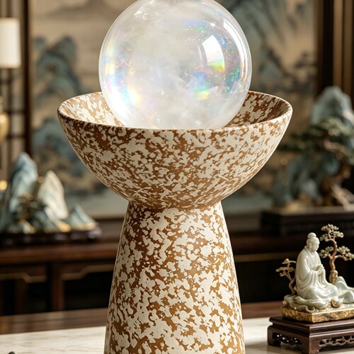 侘寂风水晶大号托盘艺术装饰品高足酒店民宿创意摆件桌面前台玄关