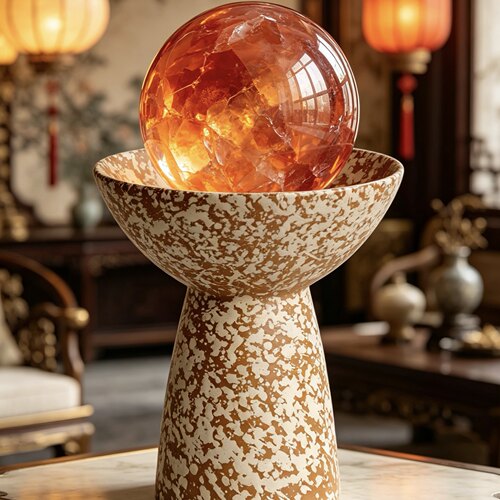 侘寂风水晶大号托盘艺术装饰品高足酒店民宿创意摆件桌面前台玄关