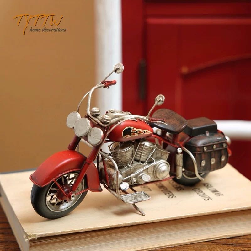 复古摩托车摆件铁艺手工摩托车模型橱窗酒吧摆件摄影用
