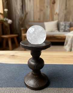 中古风实木水晶球底座底托玄关室内桌面小装饰品木质专用高脚摆件