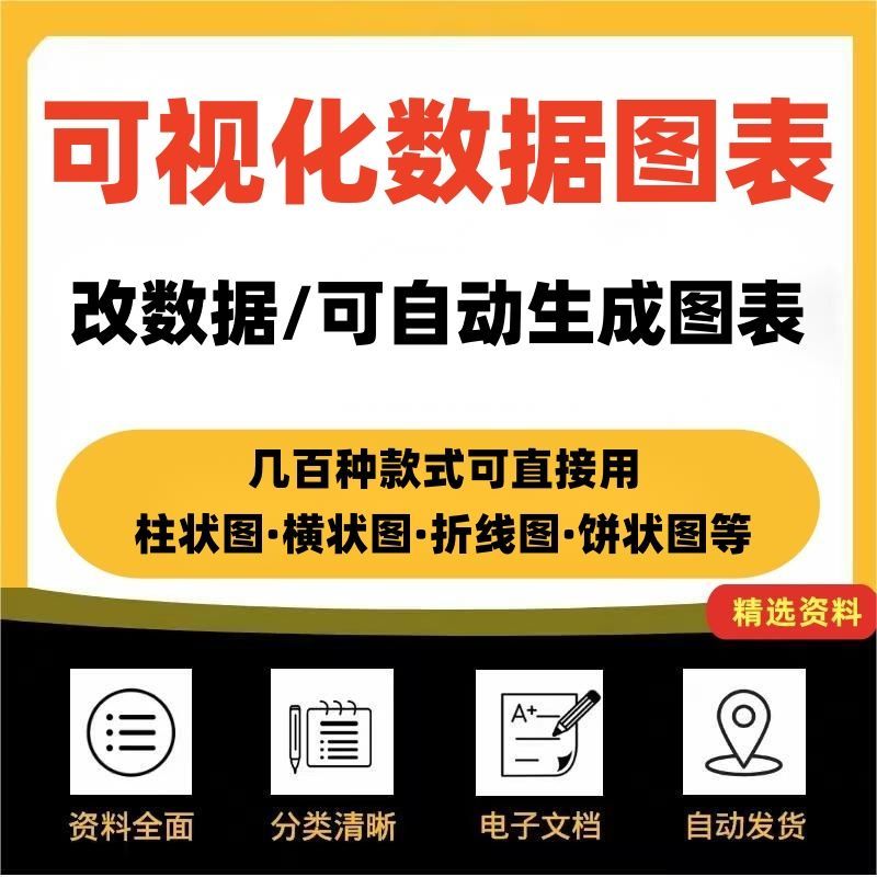 自动生成动态可视化ppt数据图表模板柱形图饼状折线统计分析素材