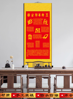 道家挂画五岳真形图风水画太上老君客厅中式镇宅招财客厅玄关装饰