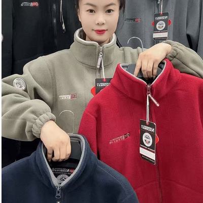 户外加绒摇粒绒夹克秋冬款加厚立领外套男款抓绒衣羊羔绒上衣卫衣