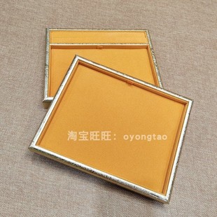 高雅珠宝首饰看货托盘古风金色PU皮质黄色绒布展示拍摄背景道具