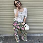 JEANS 私服玩酷街头重工印花撞色中低腰迷彩裤 休闲工装 JHL 裤 男女