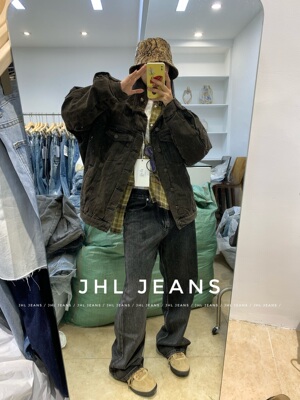 jhl厚秋冬水洗夹克牛仔夹棉保暖