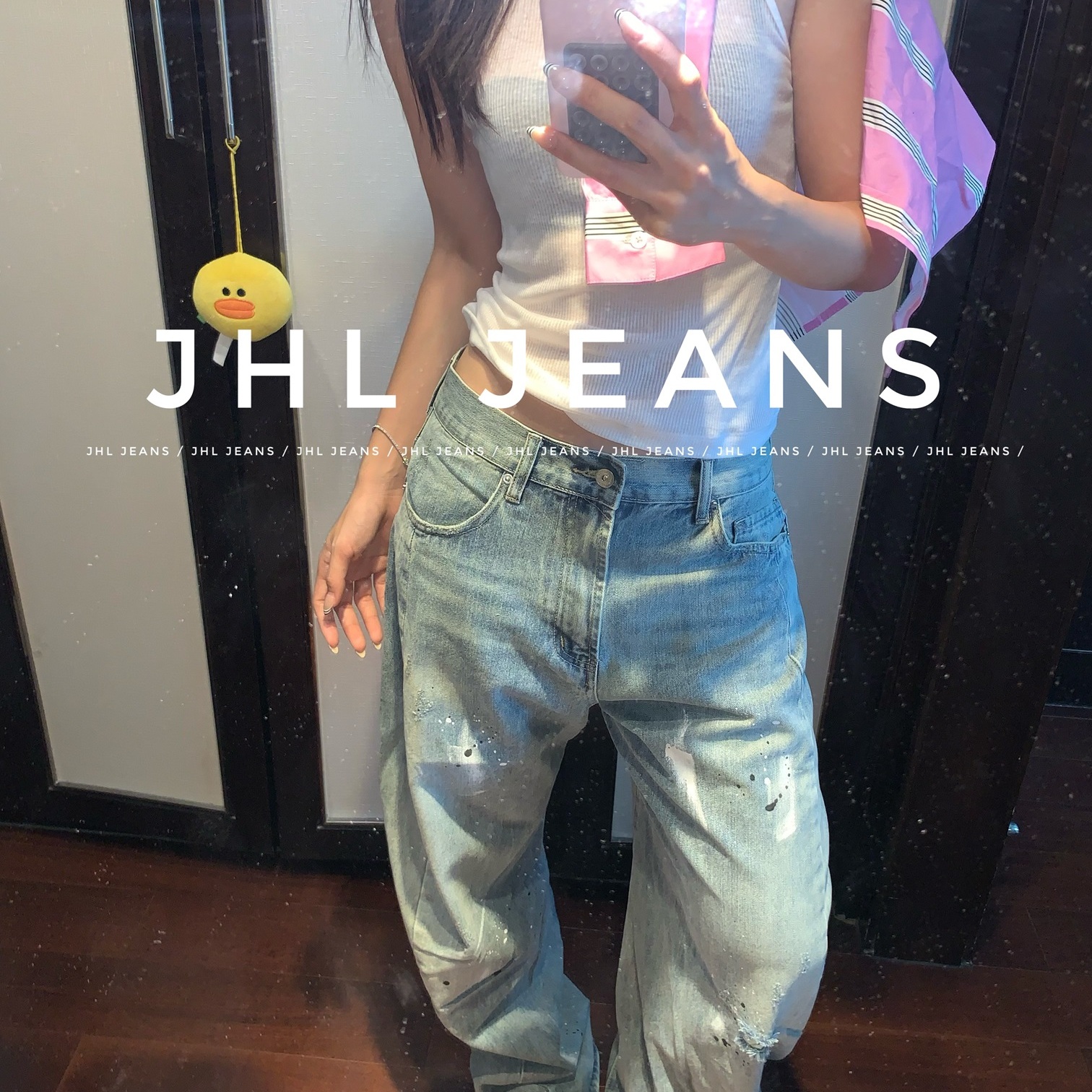 JHLJEANS猫须羊腿低腰牛仔裤