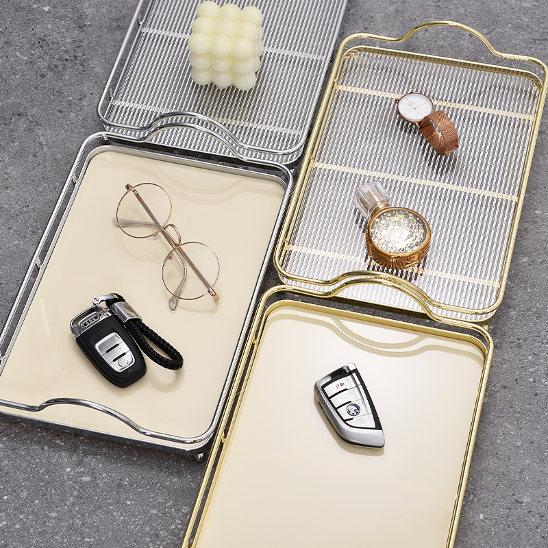 奶油色长方形亚克力水杯收纳托盘