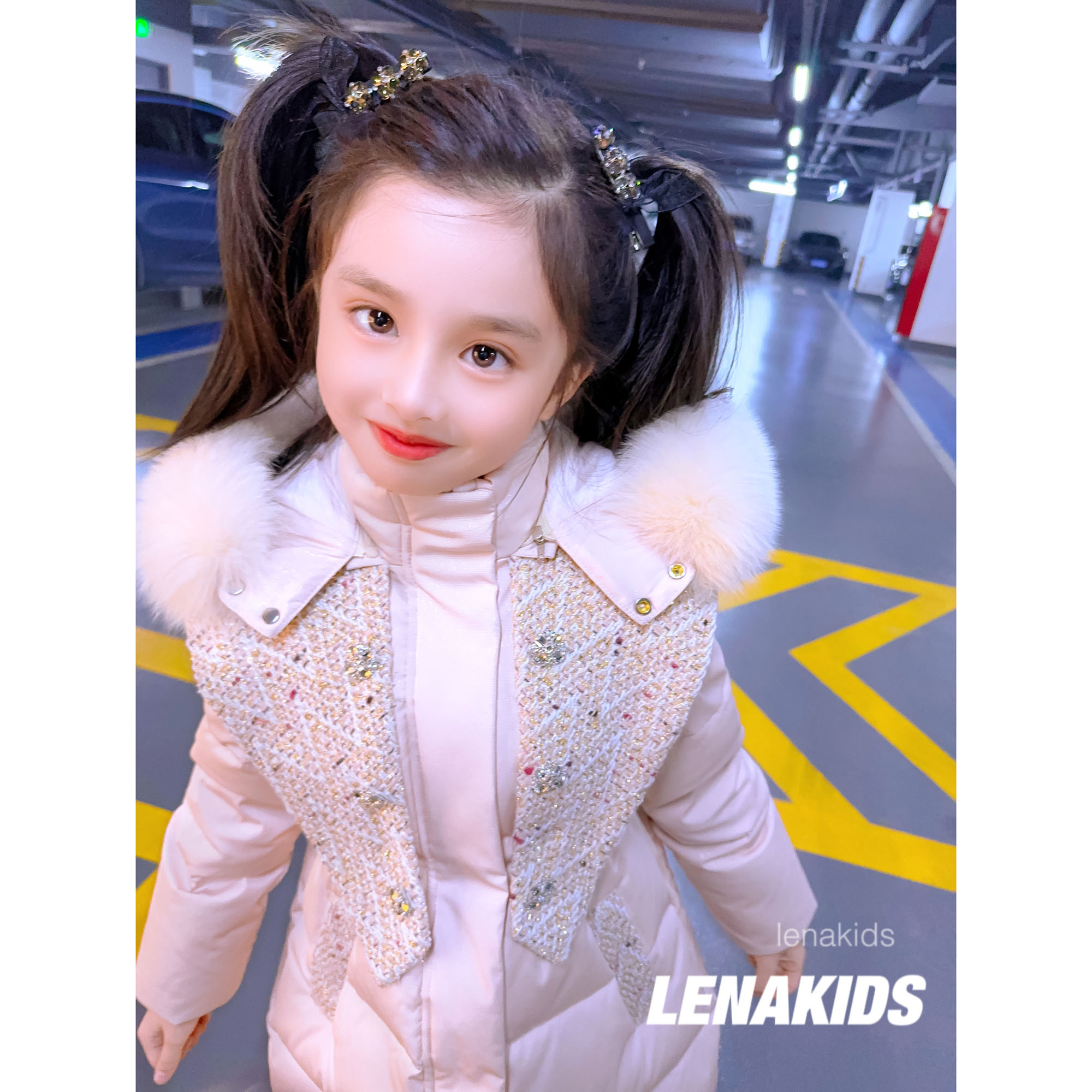 Lenakids 狐狸毛领小香风9...