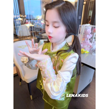 莉娜kids女童春装2025新款新中式国风套装马甲衬衫女童25022103