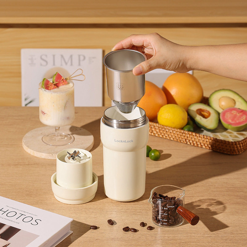 乐扣真空果汁杯便携榨汁机可磨咖啡豆不锈钢保温杯碎冰打冰沙水杯