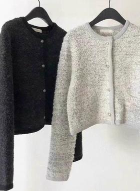 现韩国东大门代购OUNCE2025秋季时尚减龄小香风圆领系扣短外套女