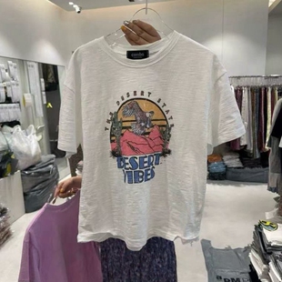 现韩国东大门代购combo2026夏季款时尚做旧老鹰印花圆领短袖T恤女