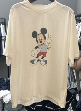 现韩国东大门代购女CREDITO2025新款百搭宽松卡通米奇印花短袖T恤