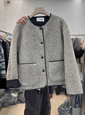 现韩国东大门代购LTMS2025冬季洋气百搭满天星摇粒绒圆领加厚外套