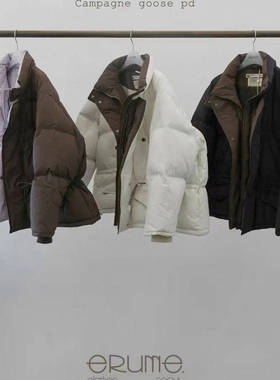 现韩国东大门代购ERUME2025秋冬洋气百搭抽绳收腰立领羽绒服外套