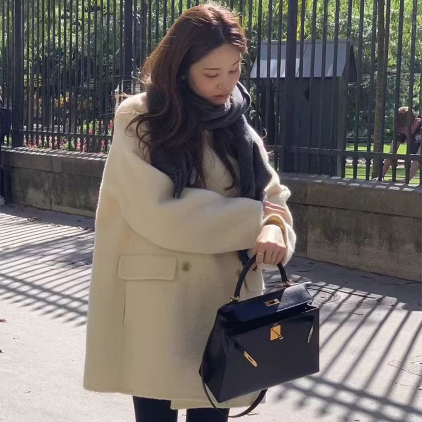 韩国代购洋气百搭毛呢休闲大衣