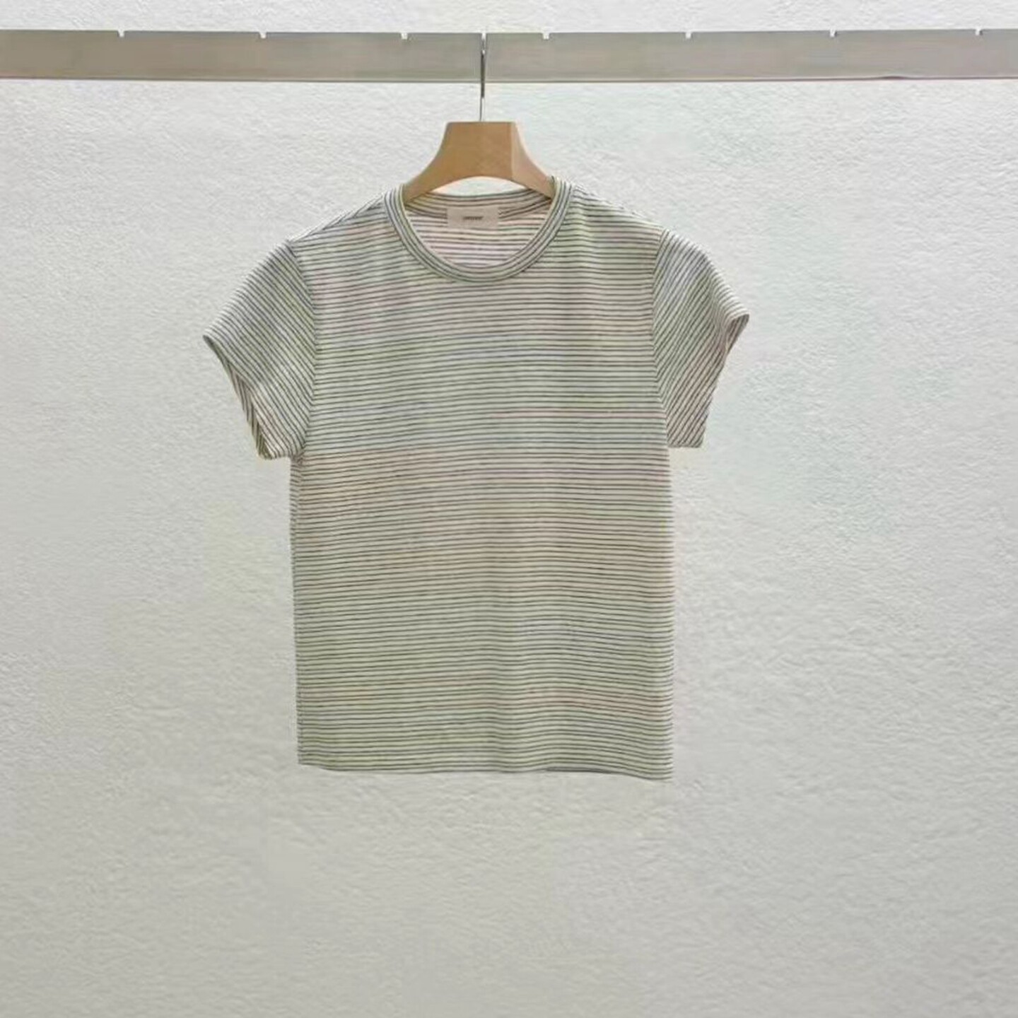 现韩国东大门代购statement2026春季简约休闲圆领撞色条纹短袖T恤