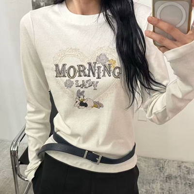 长袖洋气百搭韩国代购圆领T恤女