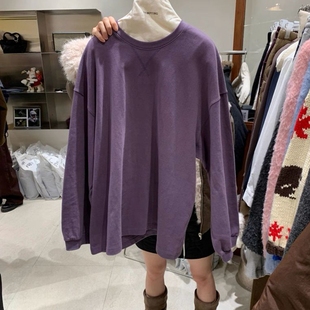 T恤 通勤百搭圆领纯色条纹长袖 现韩国东大门代购 tempting2025冬季