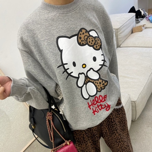 现韩国东大门代购BOUTIQUE2025冬新款百搭宽松卡通印花加绒卫衣女