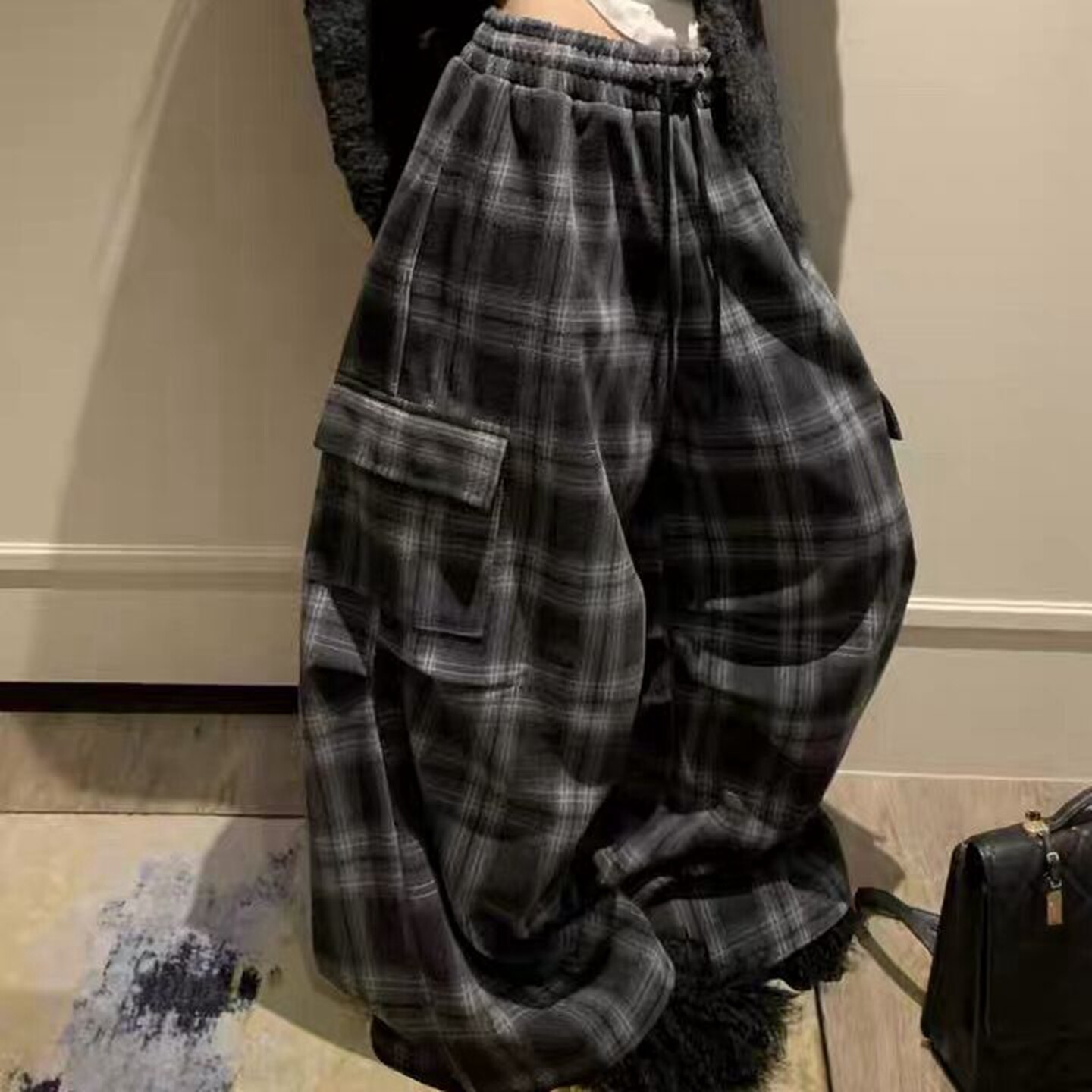 松紧腰复古韩国代购宽松休闲裤