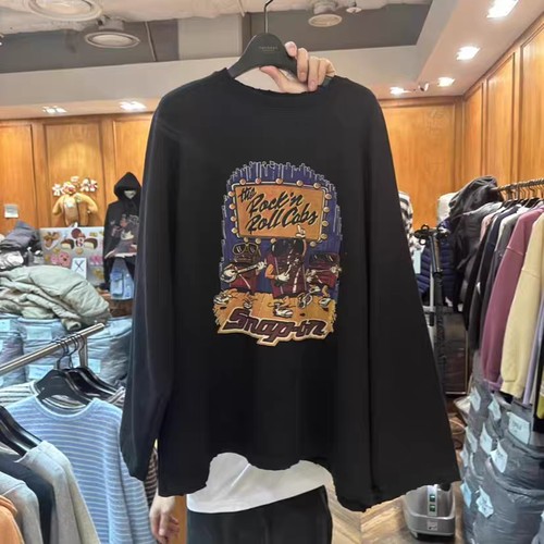 韩国代购休闲宽松印花加绒卫衣