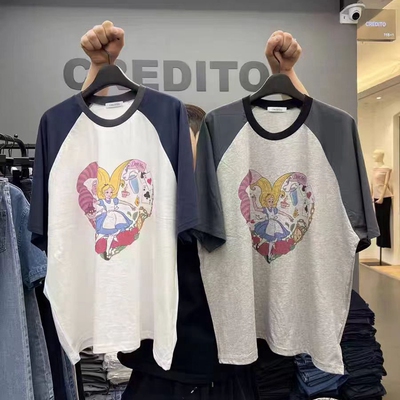 短袖通勤韩国代购印花棉女T恤