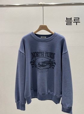 现韩国代购东大门新款UNBOUND2025秋冬百搭简约字母印花加绒卫衣