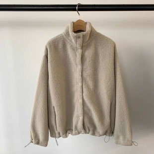 现韩国东大门代购女underson2025冬季时尚百搭立领摇粒绒短款外套