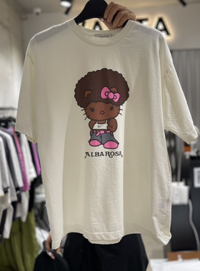 现韩国东大门代购VANTA2025夏季款百搭宽松卡通人物纯棉短袖T恤女