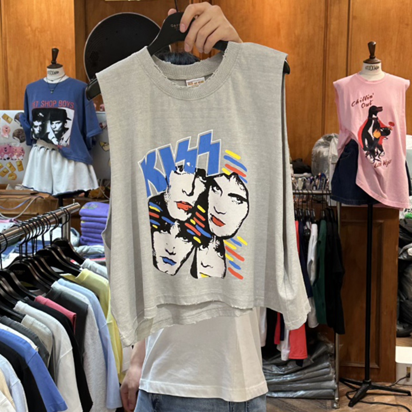 现韩国东大门代购GARMENT2026夏百搭洋气人物头像印花无袖背心女