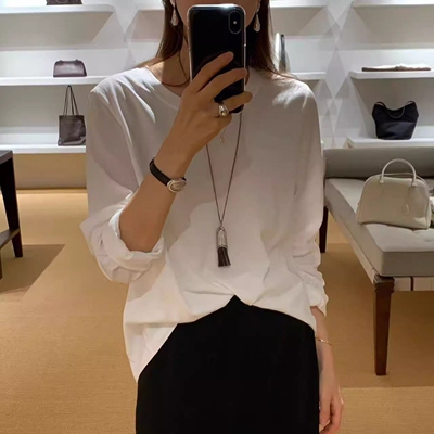 长袖时尚简约韩国代购纯色T恤女