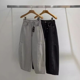 现韩国东大门代购Taste2025秋季时尚高腰做旧弯刀高级感牛仔裤女