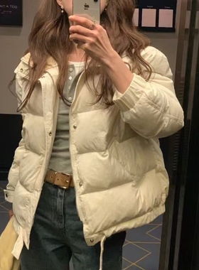 现韩国东大门代购objet2025冬简约时尚立领拉链松紧腰显瘦羽绒服