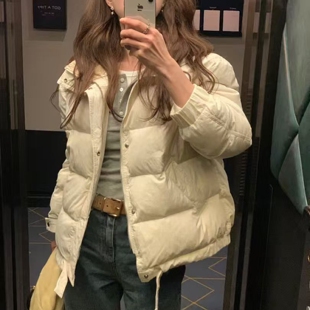 现韩国东大门代购objet2025冬简约时尚立领拉链松紧腰显瘦羽绒服