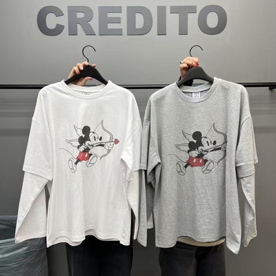 长袖韩国代购简约印花长袖T恤女