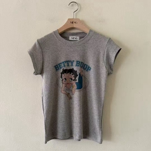 现韩国东大门代购meng2026夏季洋气百搭卡通贝蒂印花圆领短袖T恤