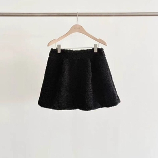 洋气高腰A字显瘦毛绒半身短裙 时尚 现韩国东大门代购 OUNCE2025冬季