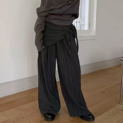 松紧腰简约韩国代购阔腿休闲裤