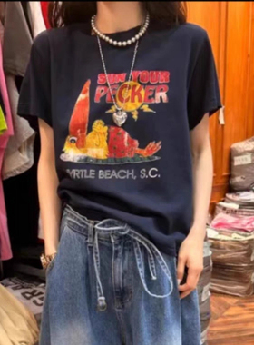 现韩国东大门代购GARMENT2026夏季新款百搭卡通印花圆领短袖T恤女