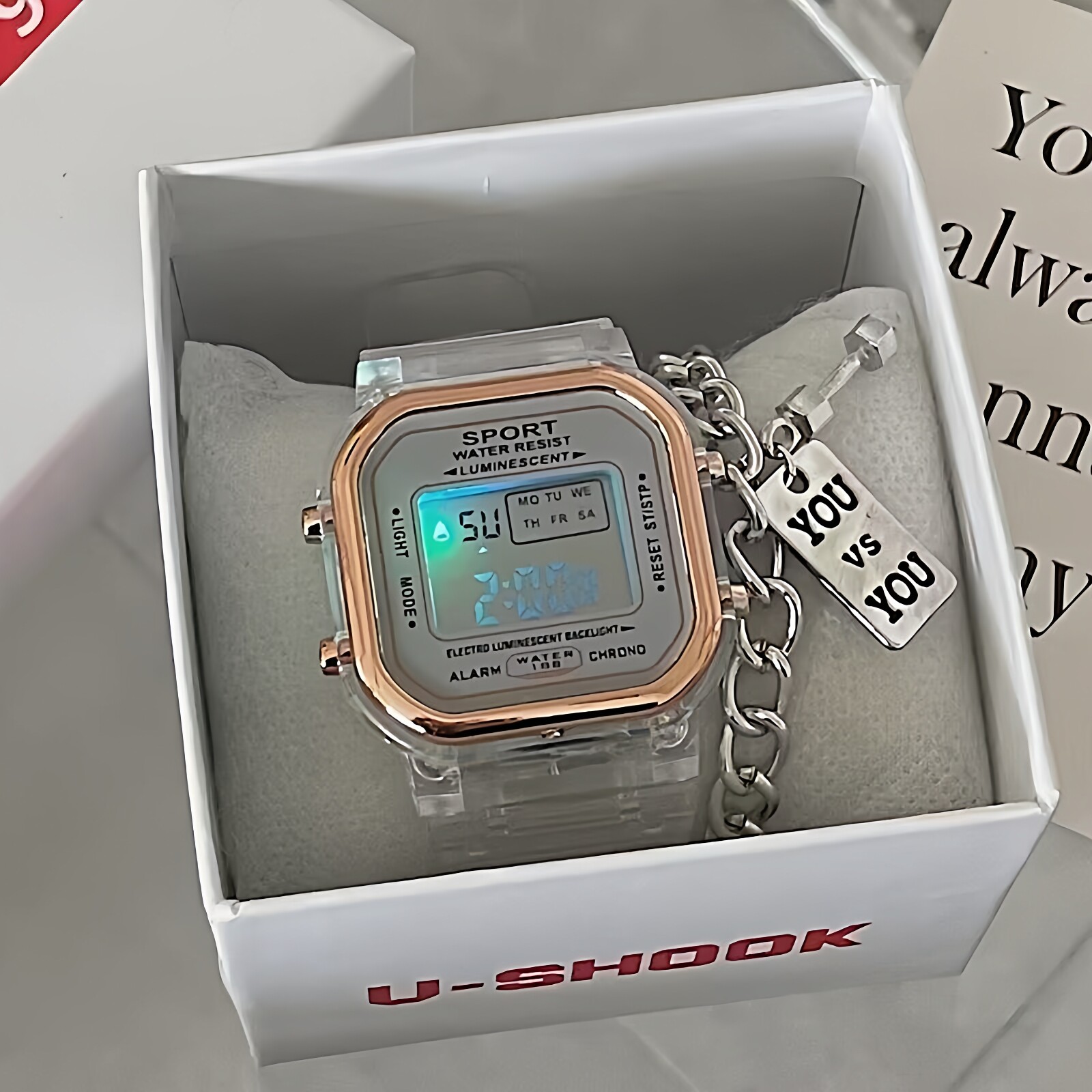 小清新手表女学生初高中男款时尚潮流多功能方形儿童夜光电子表