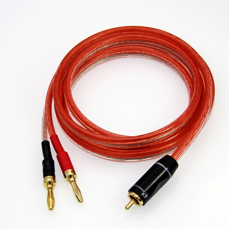 发烧音频线 莲花转香蕉头音箱线 RCA低音炮线 纯铜芯喇叭线600芯
