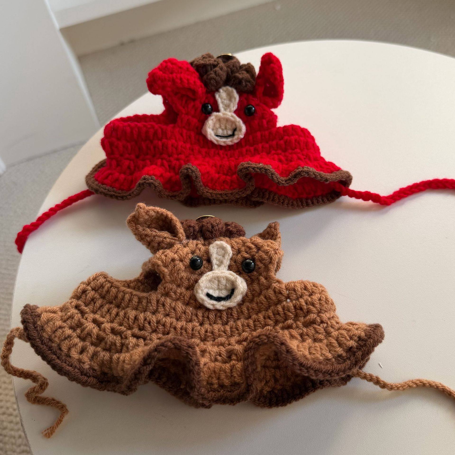 2026马年狗狗猫咪手工编织帽子宠物头套头饰变装秀青蛙草莓老虎