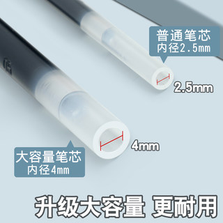 得力中性按动笔芯0.5mm弹簧头水笔替芯学生用考试黑色碳素油墨水